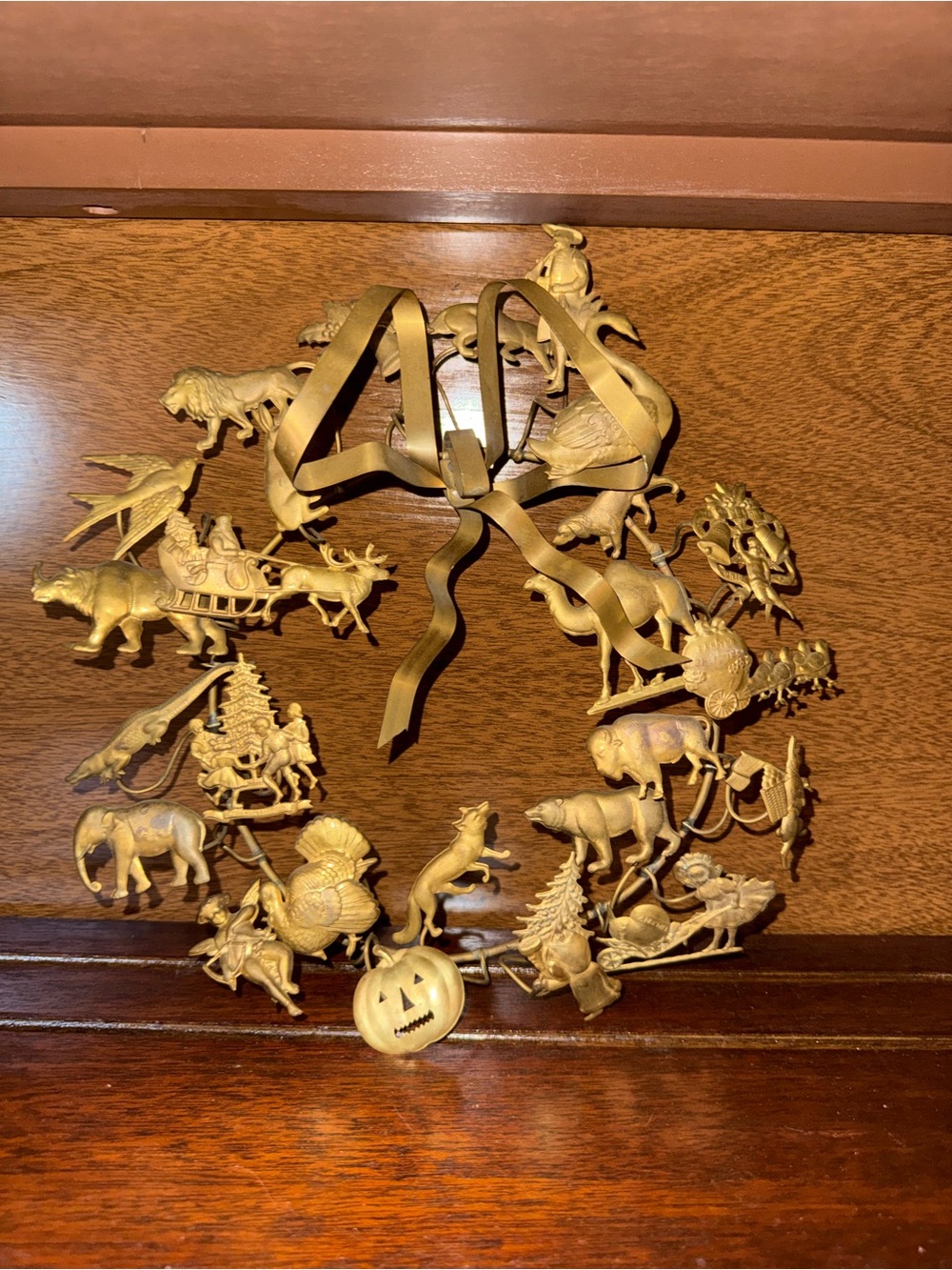 Vintage Dresden Brass Petite All Holiday Season Wreath